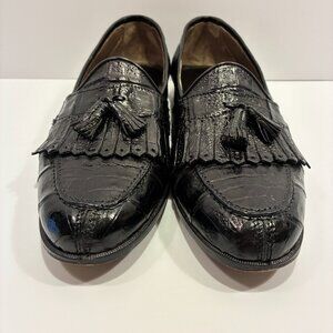 Bruno Magli “Jared” Black Genuine Crocodile Tassel Loafers – Italian Luxuy